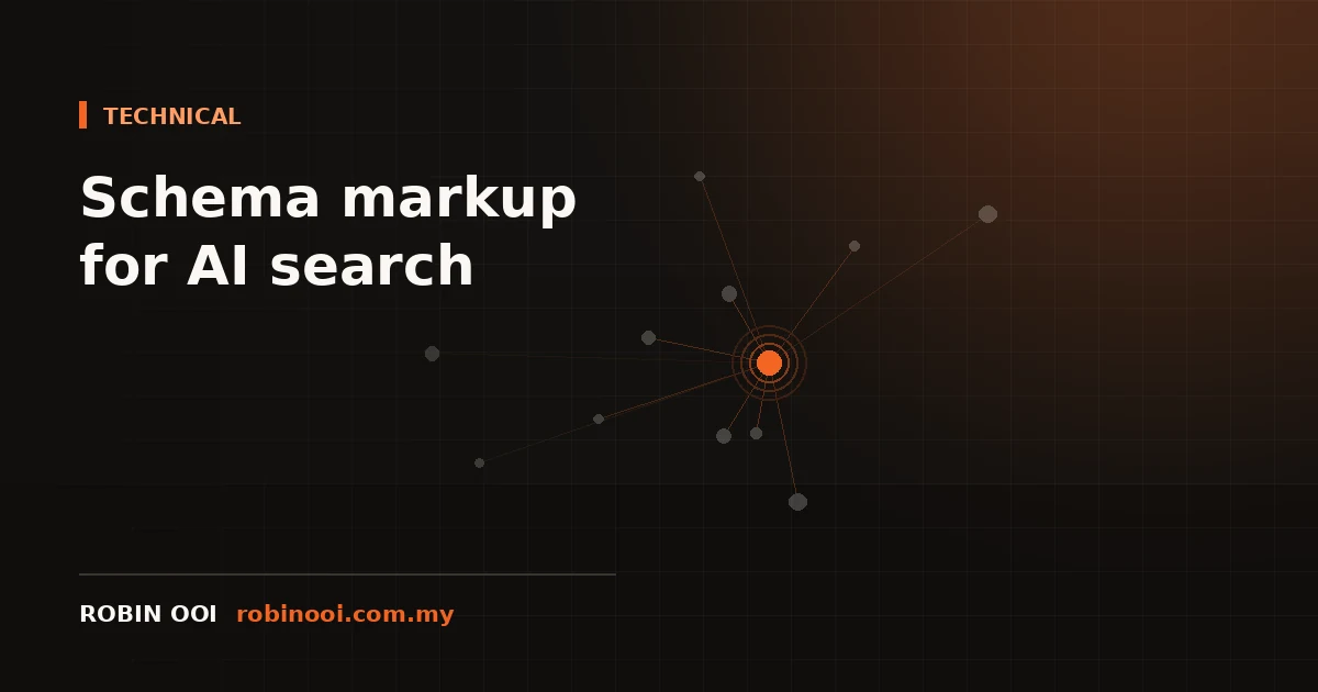 Technical illustration of JSON-LD structured data connecting organisation, person and article entities on a website